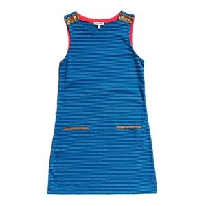 Juicy Couture Stripe Shift Dress with Faux Leather Trim | Size XS